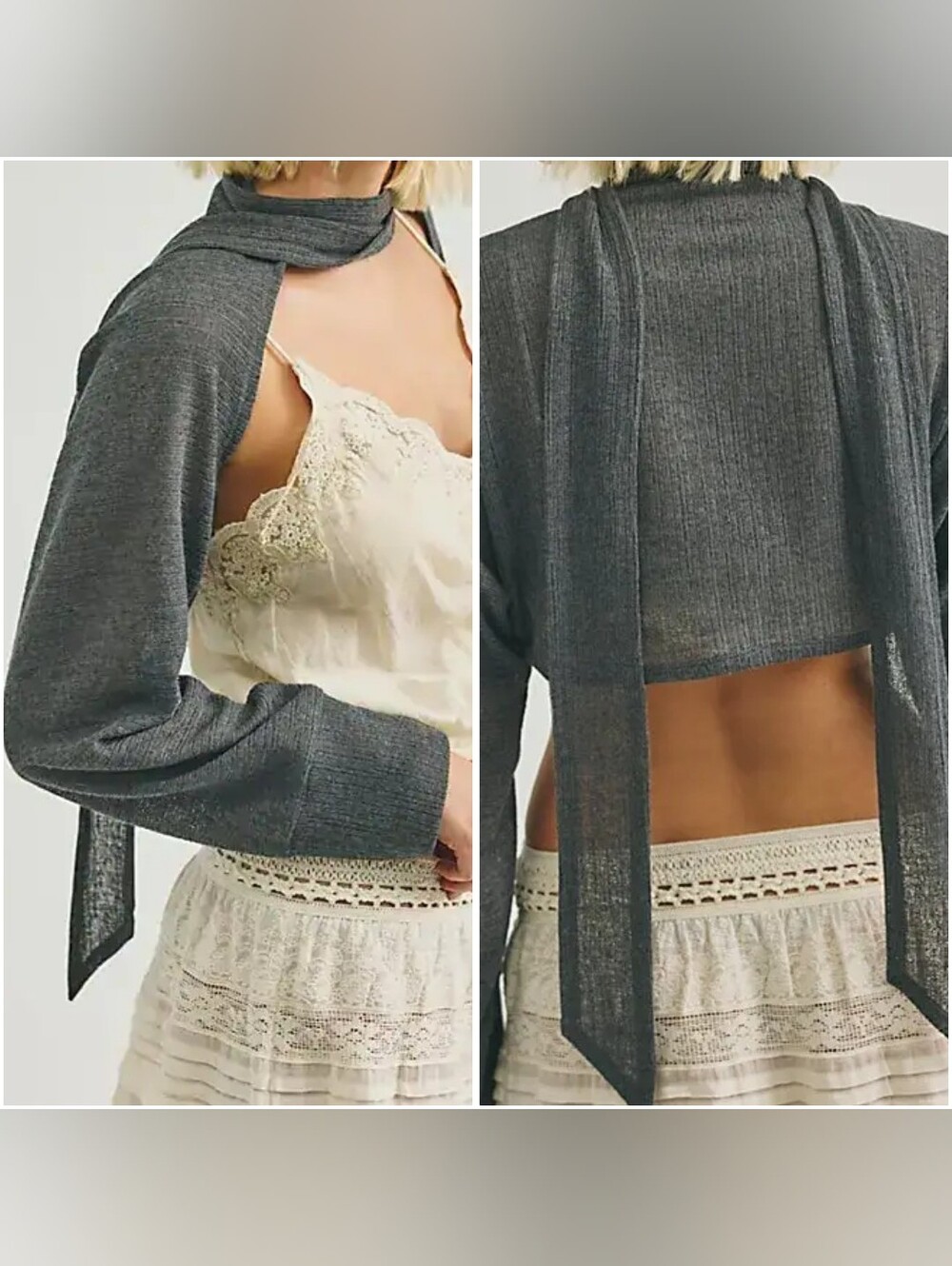 Free People Sol Scarf Bolero/Dark Grey